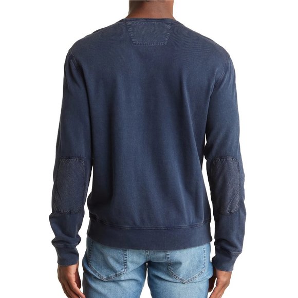 John Varvatos Men's Long Sleeve Darien Peace Sign Crew Sweatshirt Navy - Picture 2 of 5